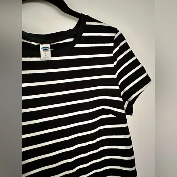 Old Navy Black and White Striped Tee Shirt Dress Size Large - Picture 4 of 12